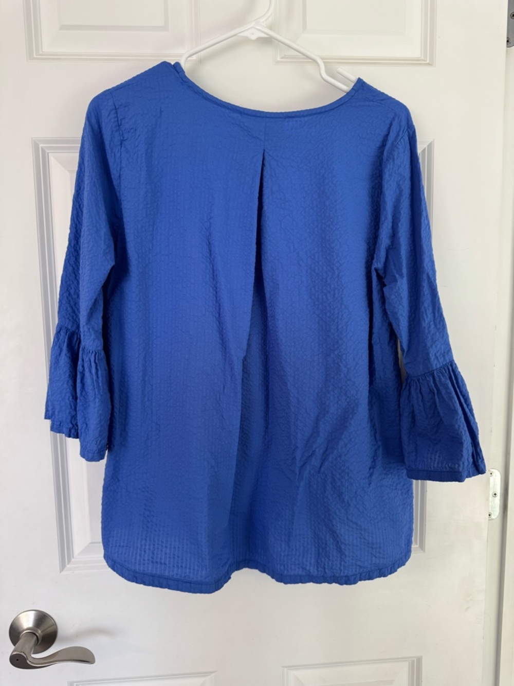 bryn Walker Fran top Royal Blue Bell Sleeve Tunic 100% cotton made in USA - Picture 5 of 5